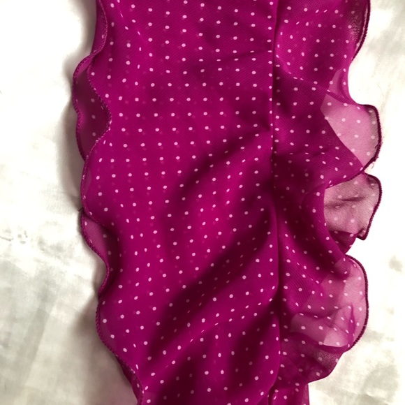 Pink and White Polka Dot Ruffle Scarf - Picture 2 of 2